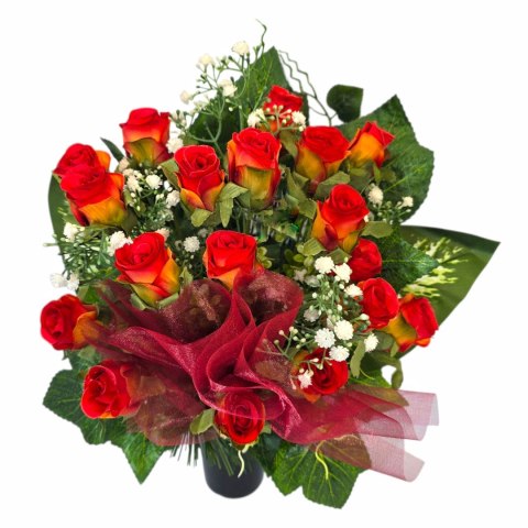 Bukiet flakon stroik na cmentarz kompozycja kwiatowa na grób