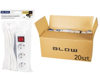 98-533# Przedłużacz sieciowy pr-370wsp 3-gniazda z uziemieniem+wyłącznik 5m biały 3x1,5mm opakowanie