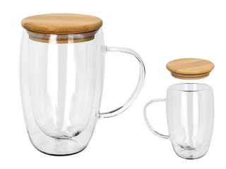 Kubek szklan z podwójnymi ściankami i przykrywką