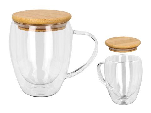 Kubek szklan z podwójnymi ściankami i przykrywką