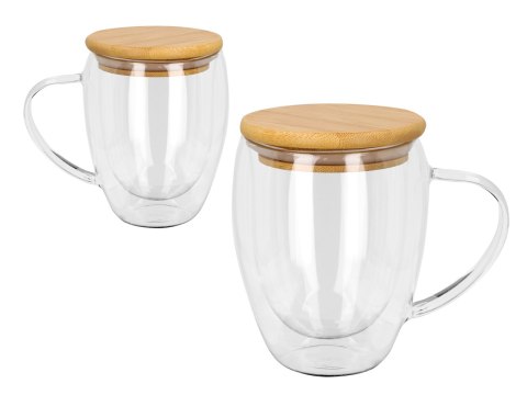 Kubek szklan z podwójnymi ściankami i przykrywką