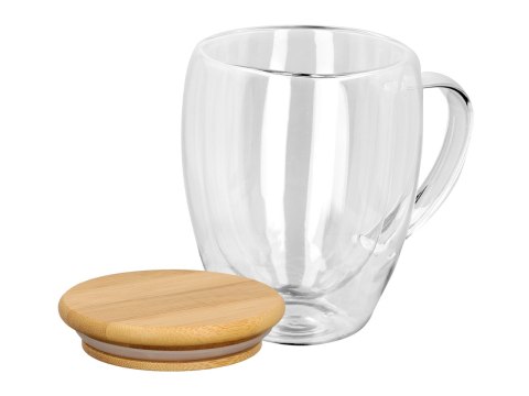 Kubek szklan z podwójnymi ściankami i przykrywką