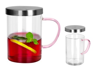 Kubek szklan z podwójnymi ściankami i przykrywką