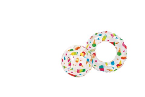 Zestaw basen dmuchany ogrodowy LODY 122x25cm + piłka + koło INTEX 59460