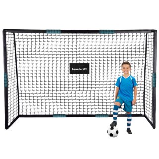 Duża metalowa bramka piłkarska z siatką treningową do gry w piłkę nożną 300x200x120 cm czarno-niebieska