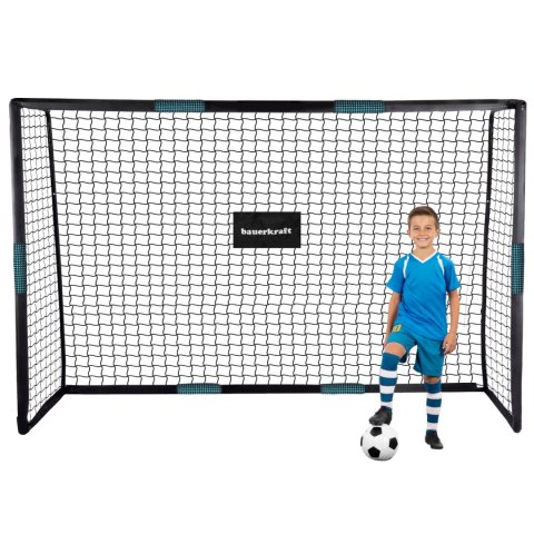 Duża metalowa bramka piłkarska z siatką treningową do gry w piłkę nożną 300x200x120 cm czarno-niebieska