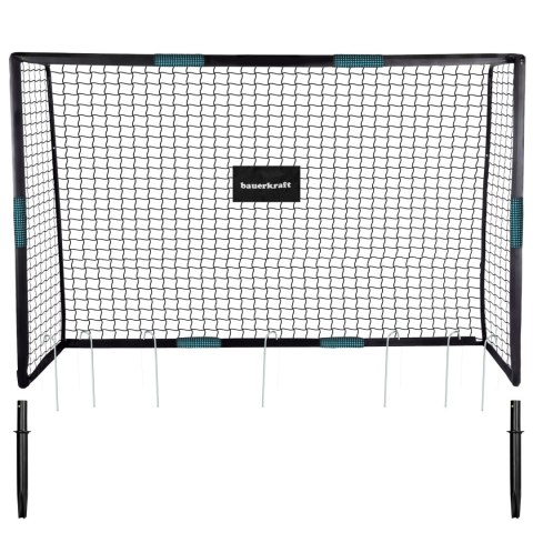 Duża metalowa bramka piłkarska z siatką treningową do gry w piłkę nożną 300x200x120 cm czarno-niebieska