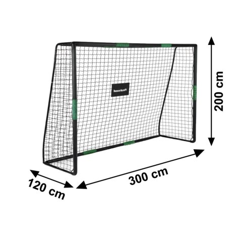 Duża metalowa bramka piłkarska z siatką treningową do gry w piłkę nożną 300x200x120 cm czarno-niebieska