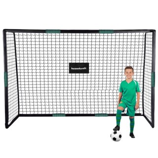 Duża metalowa bramka piłkarska z siatką treningowa do gry w piłkę nożną 300x200x120 cm czarno-zielona