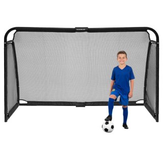 Duża metalowa bramka piłkarska z siatką treningową do gry w piłkę nożną 300x200x90 cm czarna