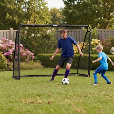 Duża metalowa bramka piłkarska z siatką treningową do gry w piłkę nożną 300x200x90 cm czarna
