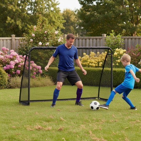 Metalowa bramka piłkarska z siatką treningową do gry w piłkę nożną 180x120x60 cm czarna