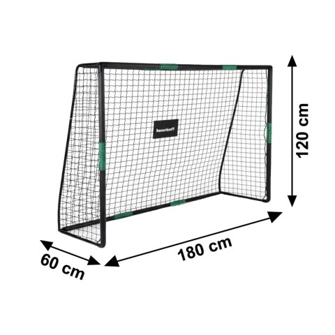 Metalowa bramka piłkarska z siatką treningowa do gry w piłkę nożną 180x120x60 cm czarno-zielona