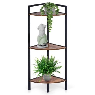 Regał Metalowy Narożny Czarny 3 Półki MDF 235 x 235 x 76 cm TRENDS4YOU
