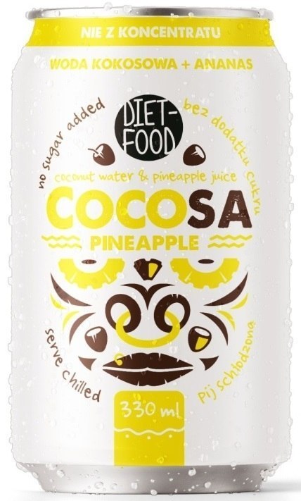WODA KOKOSOWA Z SOKIEM Z ANANASA 330 ml - DIET-FOOD (COCOSA)