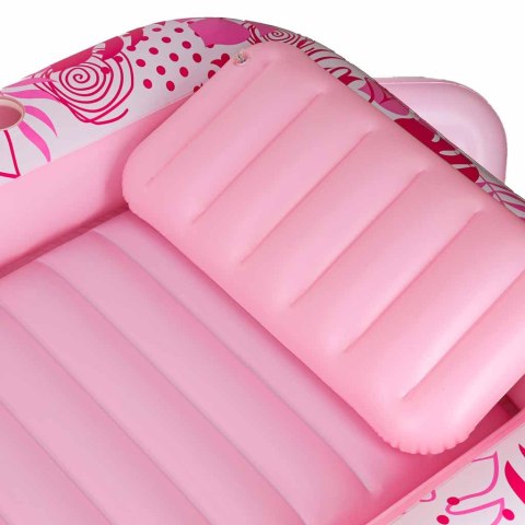 Materac dmuchany do pływania z poduszką różowy