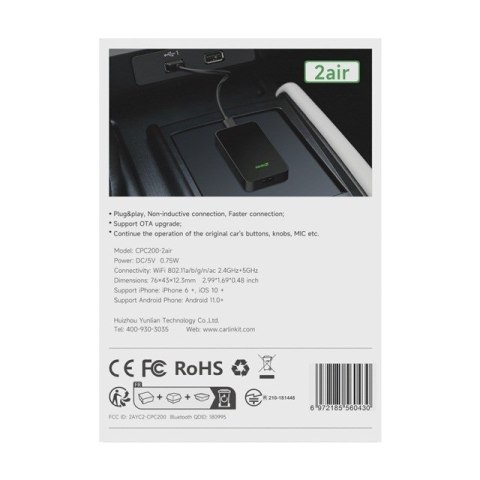 Adapter CARLINKIT 5.0 2Air Bezprzewodowy Carplay Android Auto Carlink 5 czarny