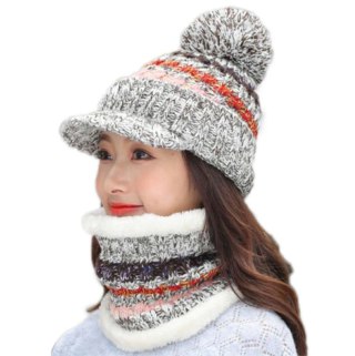 BQ52H Komplet damski czapka i szal grey