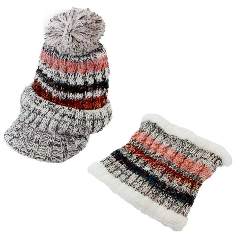 BQ52H Komplet damski czapka i szal grey