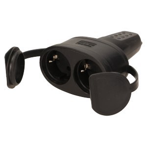 Hermetyczne, podwójne gniazdo gumowe 2P+Z, IP44, wersja schuko