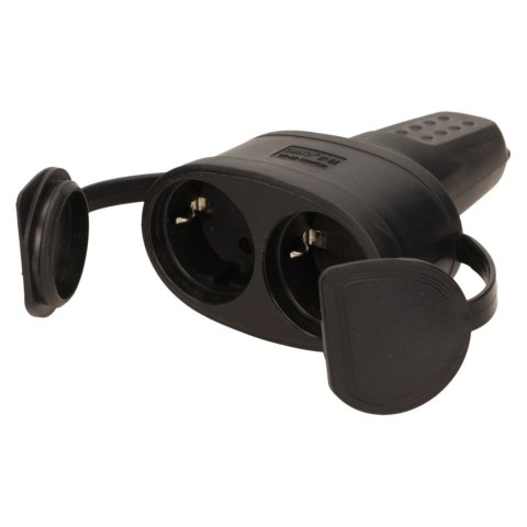 Hermetyczne, podwójne gniazdo gumowe 2P+Z, IP44, wersja schuko