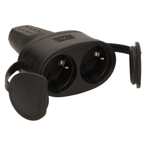 Hermetyczne, podwójne gniazdo gumowe 2P+Z, IP44, wersja schuko