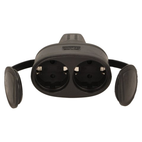 Hermetyczne, podwójne gniazdo gumowe 2P+Z, IP44, wersja schuko