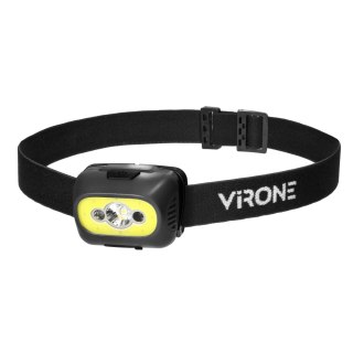 Latarka czołowa COB LED z czujnikiem ruchu, akumulatorowa, czarna