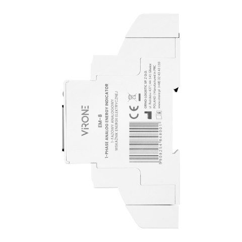 1-fazowy analogowy wskaźnik zużycia energii elektrycznej, 40A, 1 moduł, DIN TH-35mm