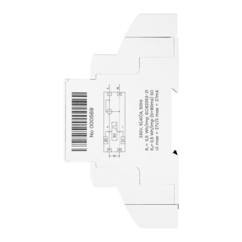 1-fazowy cyfrowy wskaźnik zużycia energii elektrycznej, 40A, 1 moduł, DIN TH-35mm
