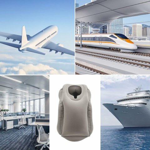 DA413A Pompowana poduszka podróżna szara