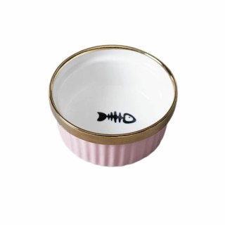 DA539A Zestaw 2x300ml miska dla kota psa na stojaku ceramiczna różowo złota