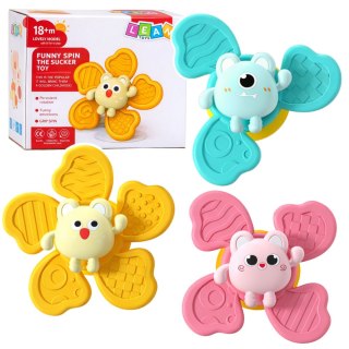 Zestaw Fidget Spinnery Grzechotki Wirujące Przyssawki Kolorowe 3 szt.