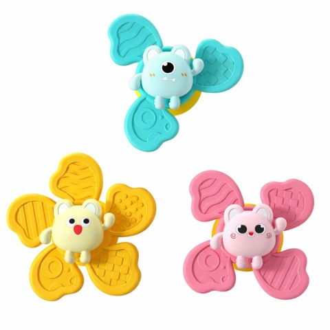 Zestaw Fidget Spinnery Grzechotki Wirujące Przyssawki Kolorowe 3 szt.