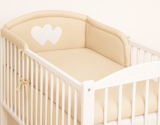 Ochraniacz do łóżeczka na szczebelki uniwersalny - Serduszka kropki na beżu