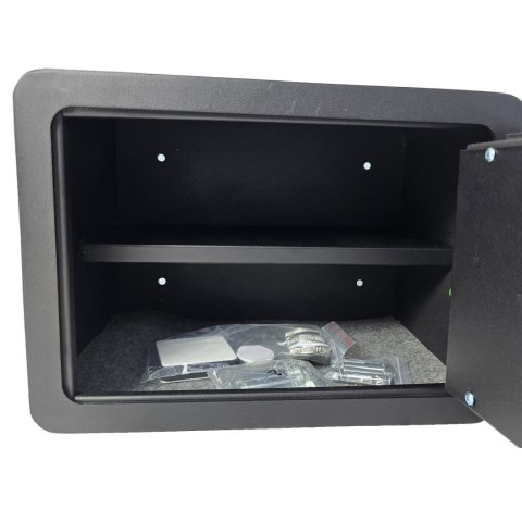 Czarny sejf biurowy domowy na kod i klucz elektroniczny odcisk palca