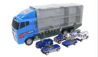 KX6681_2 Ciężarówka TIR transporter + auta policja