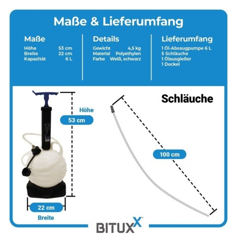 Ręczna pompa do odsysania oleju - urządzenie do odsysania oleju / ręczna pompa olejowa BITUXX 6 L