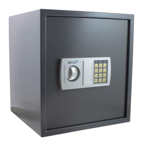 Sejf elektroniczny na dokumenty zamek kodowy 6-cyfrowy szary stalowy mocny