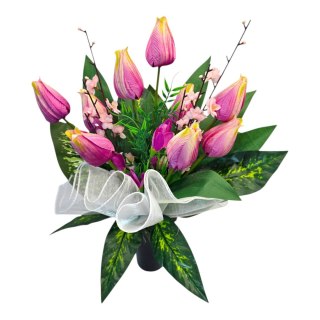 Wiosenny bukiet wkład do wazonu flakonu stroik na grób cmentarz tulipany