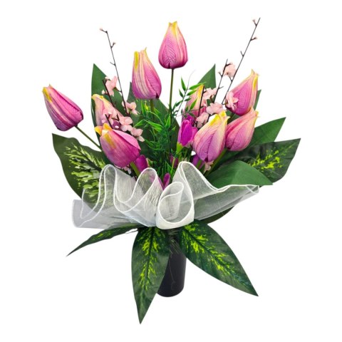 Wiosenny bukiet wkład do wazonu flakonu stroik na grób cmentarz tulipany