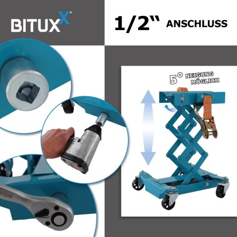 Hydrauliczny podnośnik skrzyni biegów Bituxx do warsztatu garażu demontaż i montaz skrzyni biegów
