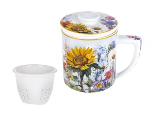 Kubek z zaparzaczem i przykrywką - L. Lozano, Lady`s Floral Symphony (CARMANI)