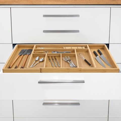Rozsuwany bambusowy organizer na sztućce GreenBlue, 325-500x430x45mm, GB379