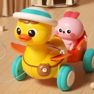 WOOPIE BABY Żółta Kaczuszka z Różowym Króliczkiem w Przyczepce do Ciągnięcia