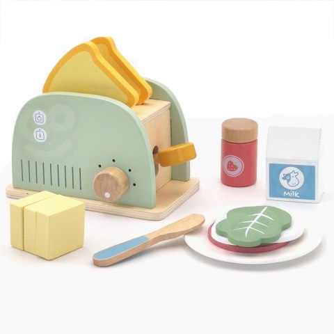 WOOPIE GREEN Drewniany Toster Zestaw Śniadaniowy z Akcesoriami 14 el. FSC