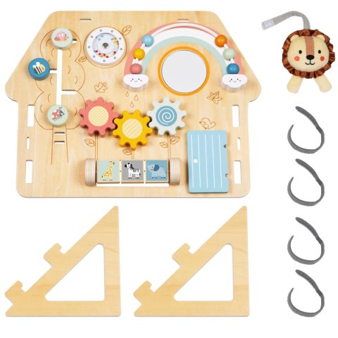 TOOKY TOY Duża Drewniana Tablica Manipulacyjna Domek - Centrum Aktywności