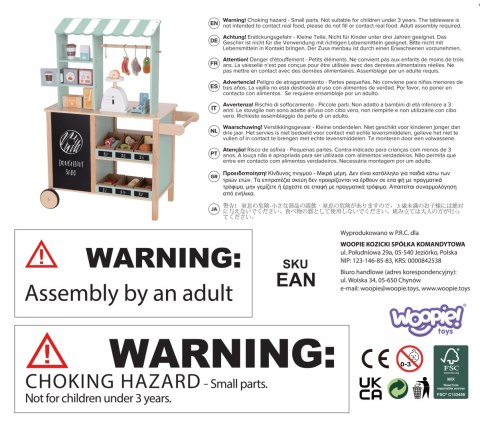 WOOPIE GREEN Duży Wielofunkcyjny Sklepik 5w1 Stragan Supermarket Restauracja Kawiarnia Kuchnia 73 el