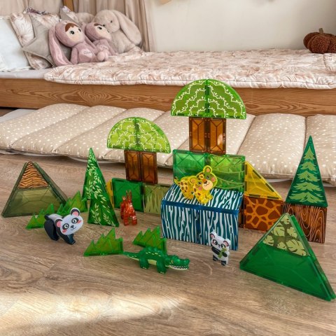 WOOPIE Klocki Magnetyczne Konstrukcyjne 3D Zestaw Edukacyjny Rzadkie Zwierzęta 45el.