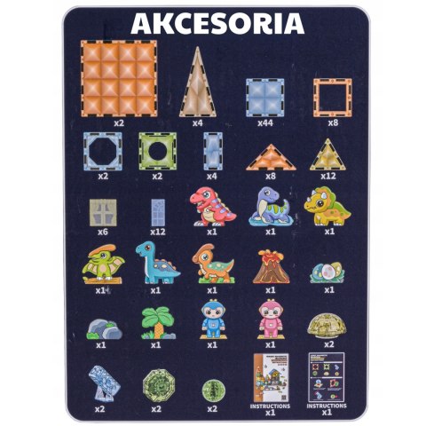 WOOPIE Klocki Magnetyczne Konstrukcyjne Świecące 3D Park Dinozaurów 124el.